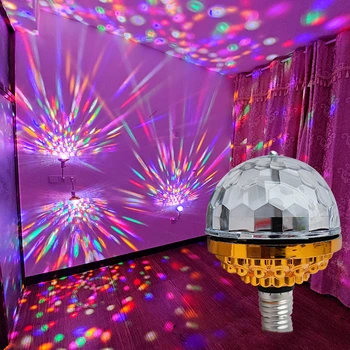 E27 Мини Въртящи Магически топка с осветление RGB Проекционная лампа за парти в бар DJ Диско-топка за домашно парти Осветление за сцената KTV
