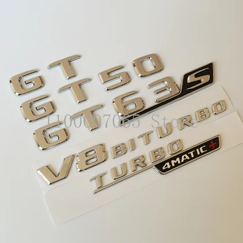 2017 Хромирани Букви GT GT50 GT53 GT63S GTR GTS GTC V8 Biturbo 4matic + Емблема за Mercedes Benz AMG Кола Крило на Багажника Стикер С Логото на