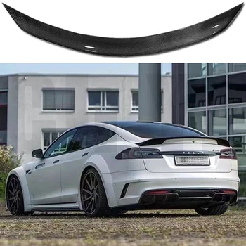 Ковано Карбоновое Крило На Задния Спойлер На Багажника За Tesla Model S 2014-2019 Спойлер На Крило На Багажника На Колата