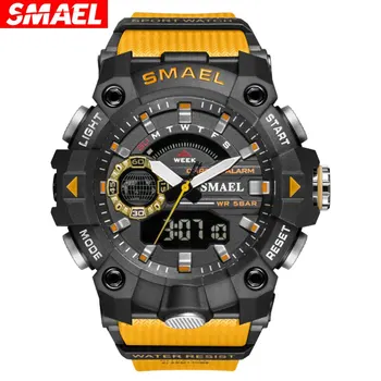 SMAEL Модерен спортен часовник Удароустойчив Мъжки на 50-метрови водоустойчив часовник LED аларма Хронометър Военни мъжки часовник 8040