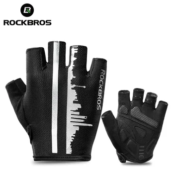 Официални летни велосипедни ръкавици Rockbros на полпальца, мини дишащи ръкавици, които предпазват от пот, отразяващи велосипедни ръкавици
