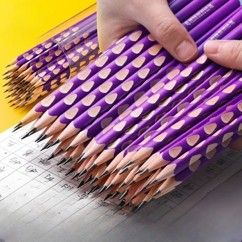 12 Моливи с дупки, за да отговори начално училище HB2B на изпита въпроси Упражняване на думата Дървен молив с триъгълен стълб