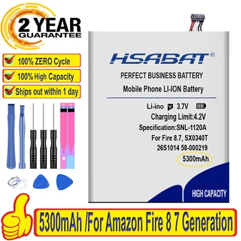 Най-добрата марка, 100% Нова Батерия 5300mAh 26S1014 58-000219 за Amazon Fire 8 7 Поколение, Fire 8.7, SX0340T Tablet Pad Batteries