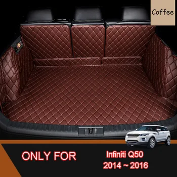 Кожена подложка в багажника на колата си за Infiniti Q50 Q50L Nissan Skyline V37 2014 ~ 2016 Тампон за багажника карго подложка, авто аксесоари, украса 2015