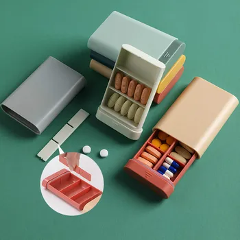 Пътен титуляр за хапчета, Седмично кутия за съхранение на лекарства, контейнер-органайзер, опаковка на хапчета, независим решетеста калъф за хапчета.