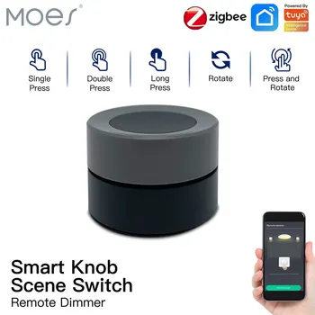 MOES Sasha ZigBee Smart Knob Switch Безжична Бутон за Превключване на Сцената Контролер Скрипт за Автоматизация На батерии Приложение Smart Life