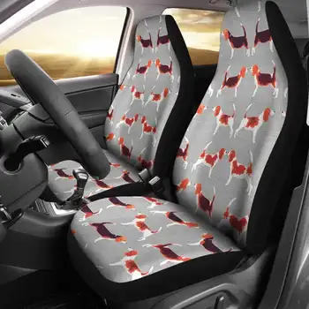 Комплект калъфи за автомобилни седалки с шарени кучета Бигль2, 2 бр., аксесоари за Кола, калъф за седалка