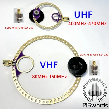 2 ЕЛЕМЕНТА Кръгла петлевая антена за UV обхват UHF 400 Mhz-470 Mhz и УКВ FM 80 Mhz-150 Mhz