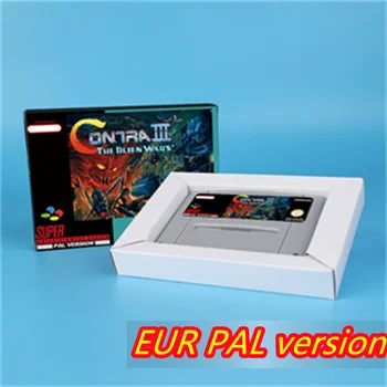 за Contra III The Alien Wars 16-битова игрална карта за игралната конзола SNES версията EUR PAL