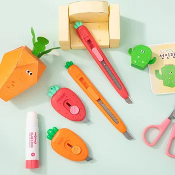 Новост, Универсален нож за плодове и моркови Mini Kawaii, Преносима кутия за опаковане на хартиени пликове, Нож за отваряне на писма, Инструменти
